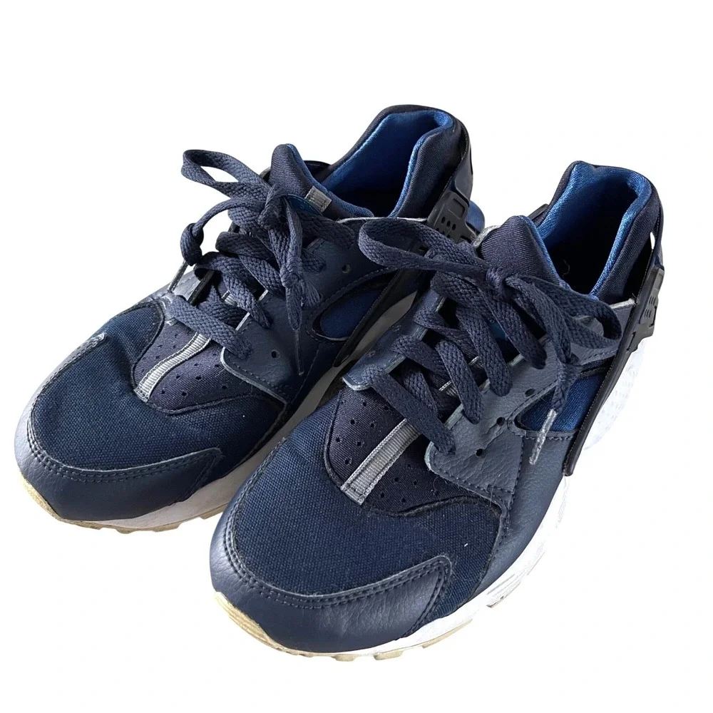 Nike Air Huarache‎ Run GS 5.5Y Navy Blue Sneaker 654275-414 Sporty Retro Runner